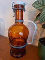 Glazen bierkan met metalen handvat en keramische dop, Verzamelen, Biermerken, Ophalen of Verzenden, Gebruikt, Glas of Glazen, Overige merken