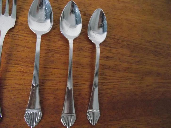 5 stuks waaier bestek 4 lepeltjes 654 1 vorkje Gero 604 p st, Antiek en Kunst, Antiek | Bestek, Ophalen of Verzenden