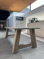 Zware masief eikenhouten eettafel 240x97cm, 200 cm of meer, 50 tot 100 cm, Zo goed als nieuw, Vijf personen of meer