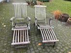 2 houten inklapbare ligstoelen hout, Tuin en Terras, Ligbedden, Ophalen of Verzenden, Gebruikt, Teakhout, Inklapbaar