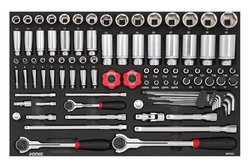 SONIC doppenset 1/4"+ 3/8" + 1/2" metrisch 93-delig SFS, Auto diversen, Autogereedschap, Nieuw, Ophalen of Verzenden