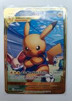 Pikachu voetbal V Max Pokemon kaart metaal gold coloured, Ophalen of Verzenden