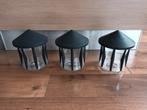 3 glazen lampenkappen voor buiten glas zwart zwarte lantaarn, Ophalen of Verzenden, Gebruikt, Glas