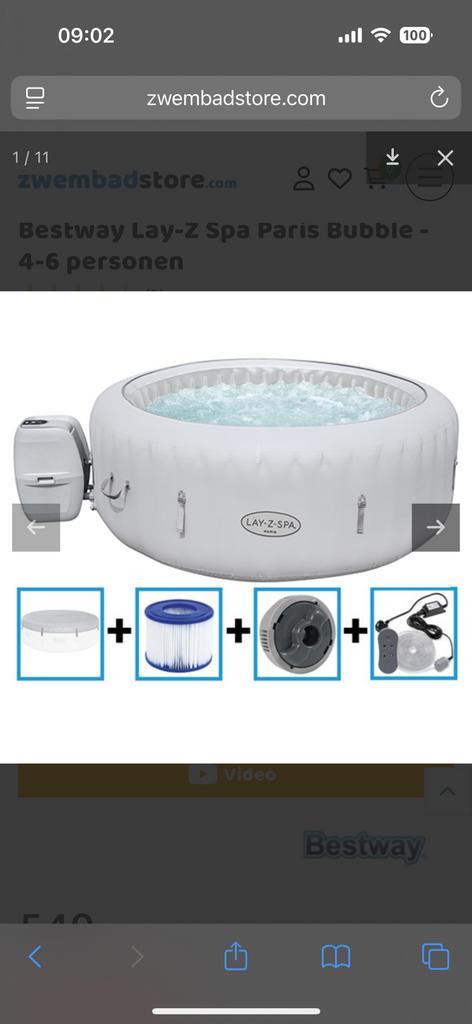 Lazy spa paris (jacuzzi opblaasbaar), Tuin en Terras, Bubbelbaden en Hottubs, Gebruikt, Opblaasbaar, Afdekzeil, Filter, Pomp, Ophalen