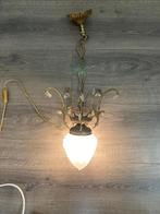 Hang lamp geslepen glas messing, Ophalen of Verzenden