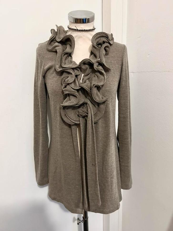 Chic vest met ruffles maat 40, Kleding | Dames, Blouses en Tunieken, Zo goed als nieuw, Maat 38/40 (M), Bruin, Ophalen of Verzenden