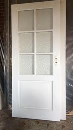 massief houten opdek paneel deur met glas, Doe-het-zelf en Verbouw, Deuren en Horren, Glas, 80 tot 100 cm, Ophalen of Verzenden