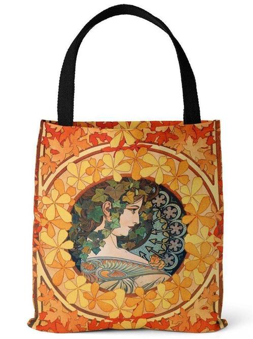 Alphonse Mucha ''Flowers' Canvas kunst Tas, Sieraden, Tassen en Uiterlijk, Tassen | Schoudertassen, Nieuw, Verzenden