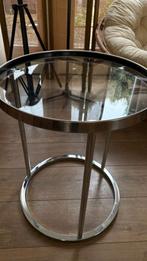 Stijlvolle Glazen Bijzettafel, Minder dan 45 cm, Minder dan 55 cm, Rond, Ophalen of Verzenden