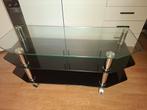 Glazen tv meubel. Glas transparant met zwart glas, Ophalen, 100 tot 150 cm, Minder dan 50 cm, Rechthoekig