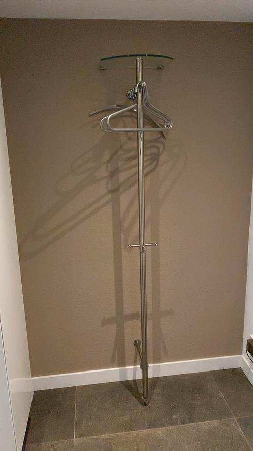 <Moderne kapstok RVS met kapstokhaken en glasplaat>, Huis en Inrichting, Woonaccessoires | Kapstokken, Zo goed als nieuw, Wandkapstok