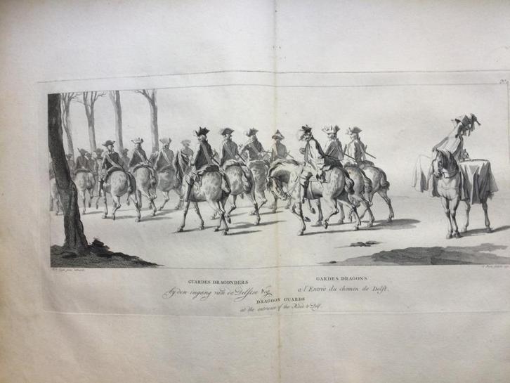 Begrafenis Friso, Prins van Oranje Delft 1752, dragonders., Antiek en Kunst, Kunst | Etsen en Gravures, Verzenden