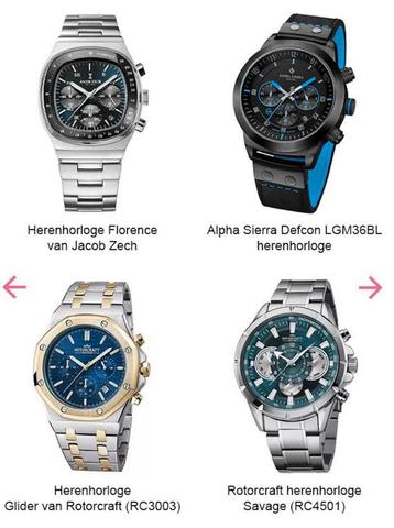 4 NIEUWE HEREN HORLOGES, JACOB ZECH,ALPHA SIERRA, ROTORCRAFT beschikbaar voor biedingen