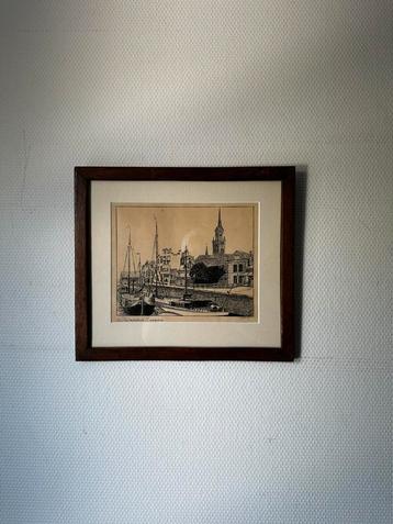 Pentekening “Wilhelminakade, Zaandam” – H. Giebeling beschikbaar voor biedingen