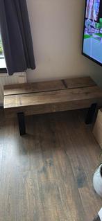 Tv meubel van spoorbielzen - 130cm, Ophalen, Gebruikt, Overige houtsoorten, 100 tot 150 cm