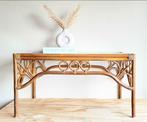 Prachtige grote vintage rotan salontafel met glazen blad!, Huis en Inrichting, Tafels | Salontafels, Ophalen, 50 tot 100 cm, 50 tot 100 cm