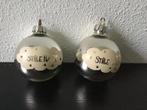 2 vintage kerstballen. Zilver - sneeuw.  🎄, Diversen, Kerst, Ophalen of Verzenden, Zo goed als nieuw