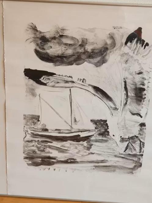Emo Verkerk Meeuw boven Marsdiep Zeefdruk Genummerd gesignee, Antiek en Kunst, Kunst | Litho's en Zeefdrukken, Ophalen