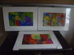 moderne kunst set van 3 zeer kleurrijke set modern art, Ophalen of Verzenden