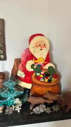 Vintage handgeschilderde kerstman kerstdecoratie, Diversen, Kerst, Ophalen of Verzenden, Gebruikt