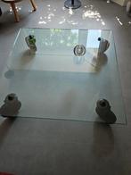 Vintage salontafel Fontana Arte glas grote wielen 110 x 110, Ophalen, Gebruikt, Rond, Glas