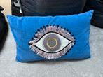 Blauw Sierkussen met Oog Design 30x50cm, Ophalen of Verzenden, Zo goed als nieuw, Blauw, Rechthoekig