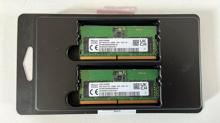 SK hynix DDR5 SODIMM 2x8GB 1Rx16 PC5-5600B-SC0-1010-XT, Computers en Software, RAM geheugen, Zo goed als nieuw, Laptop, 16 GB
