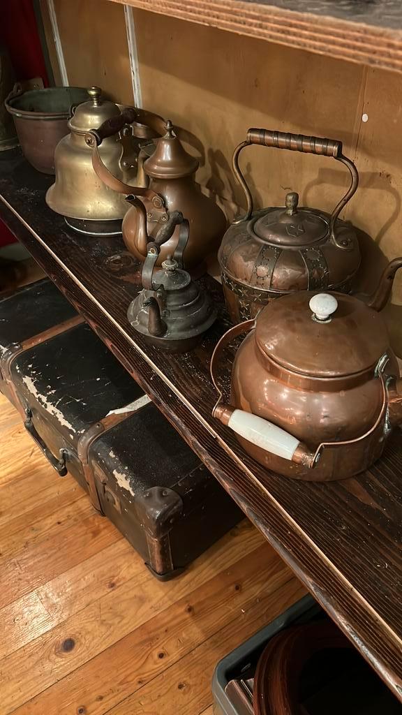 Antieke Koperen Theepotten, Antiek en Kunst, Antiek | Koper en Brons, Koper, Ophalen of Verzenden