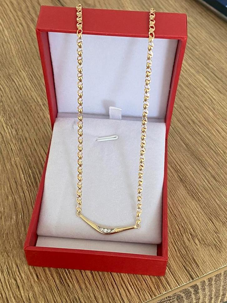 Mooie 14 karaat(585)gouden dames ketting, Sieraden, Tassen en Uiterlijk, Kettingen, Nieuw, Goud, Goud, Ophalen of Verzenden