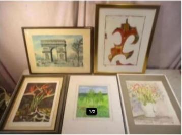 5 Retro Fotolijsten met allerlei kunstwerken beschikbaar voor biedingen