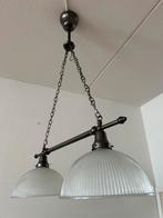 Hanglampen 1 dubbele + 1 enkele wit glas 30cm, Ophalen, Zo goed als nieuw, Glas, Minder dan 50 cm