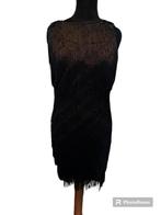 Zwarte jurk met franjels Amisu mt 36, Kleding | Dames, Jurken, Ophalen of Verzenden, Zo goed als nieuw, Maat 36 (S), Amisu