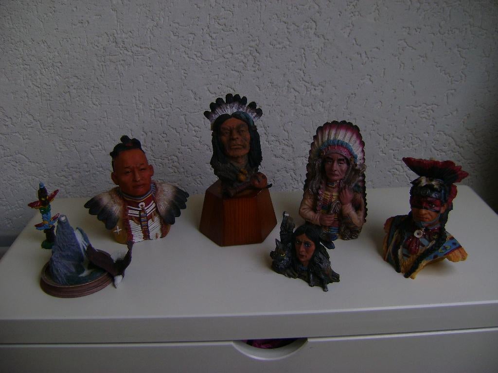 7indianen beeldjes allemaal beschdiging vogel op rots totemp, Ophalen of Verzenden, Zo goed als nieuw, Fantasy