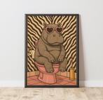 Nijlpaard op WC - Ingelijste Poster 21x30 cm, Notk, Notk, Nieuw, Ophalen of Verzenden