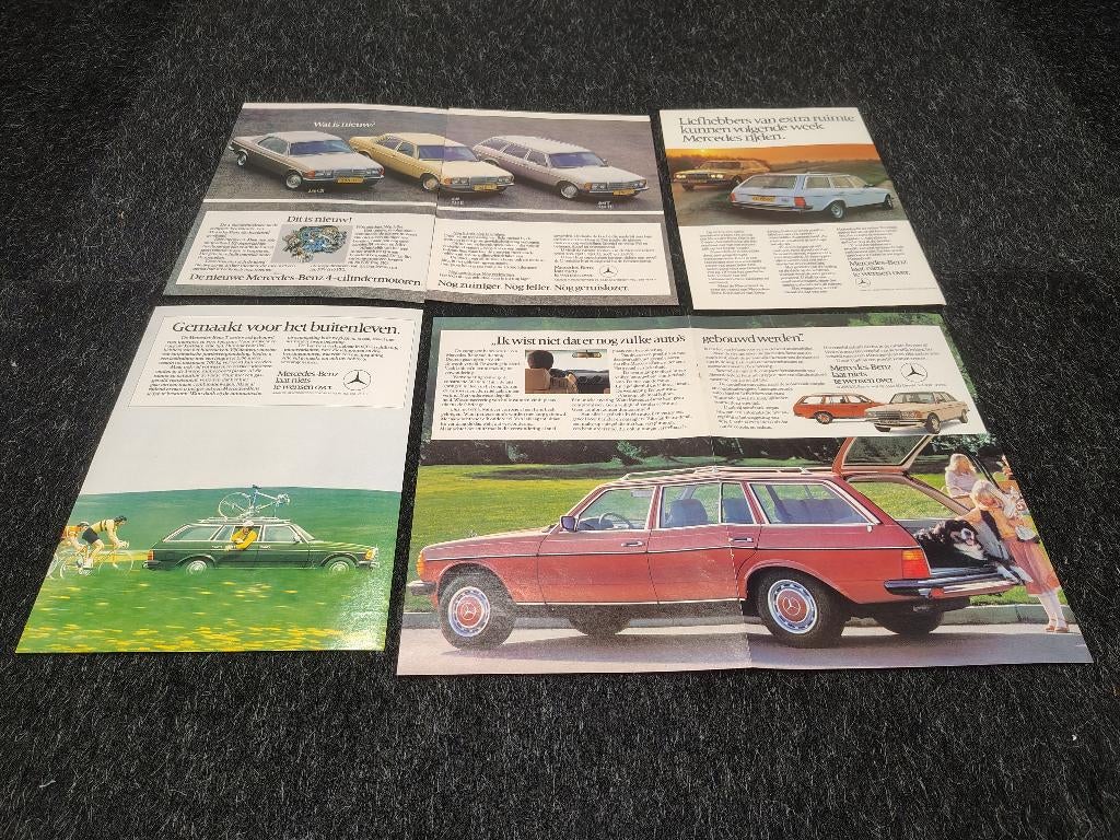 4x Reclame (A4) Mercedes W123 - T (1978-1982), Verzenden, Auto's