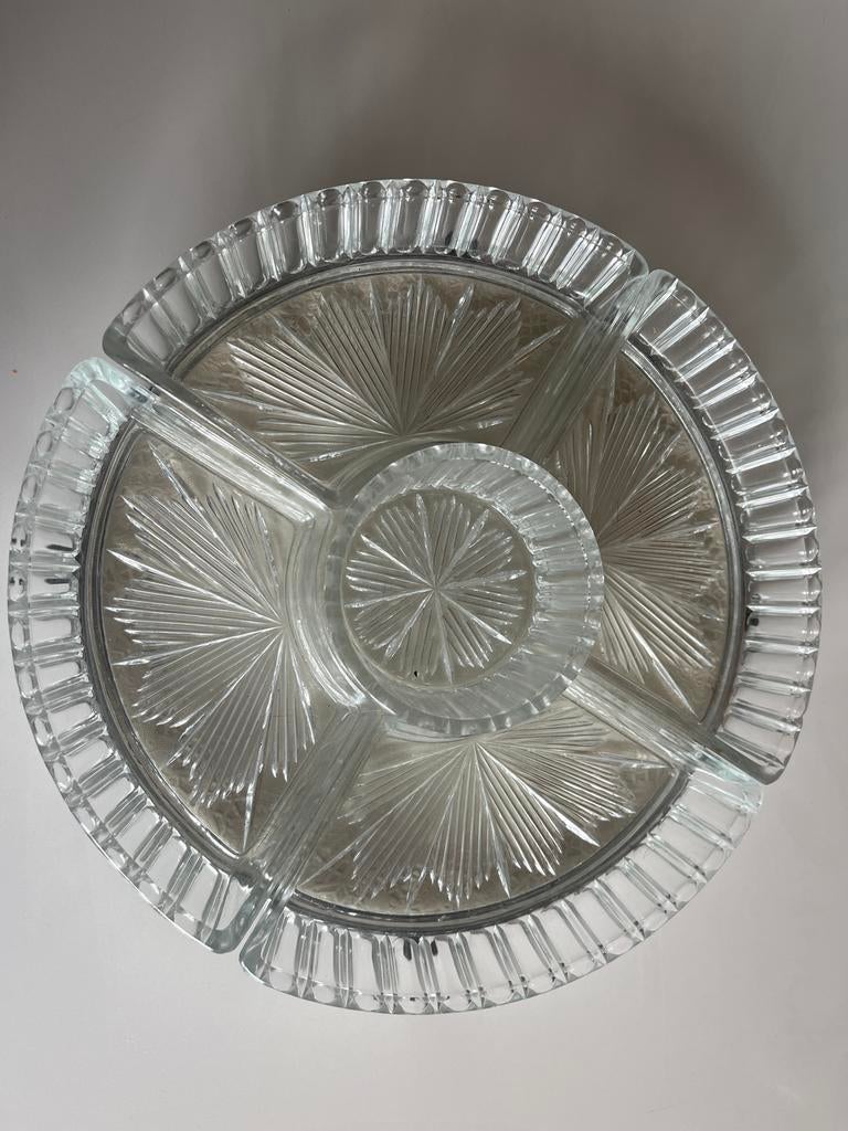 Vintage Glazen Hapjeschaal Jaren '50 - Compleet & Onbeschadi, Antiek en Kunst, Ophalen