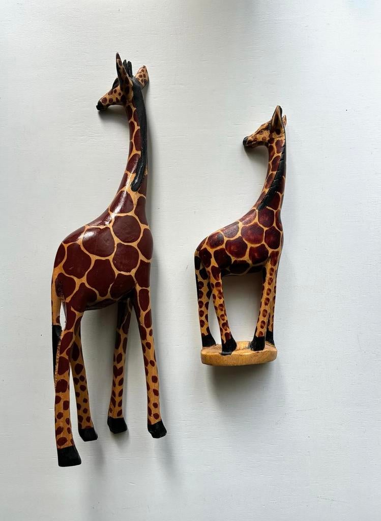 Giraf van hout 2 x vintage, Antiek en Kunst, Ophalen of Verzenden