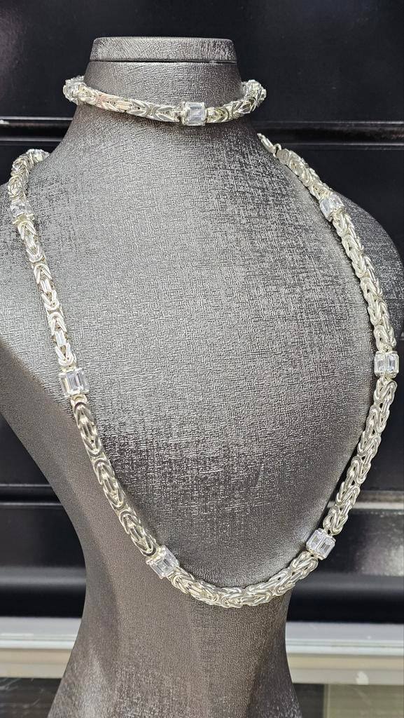 Prachtige Koningsketting zilver set massief