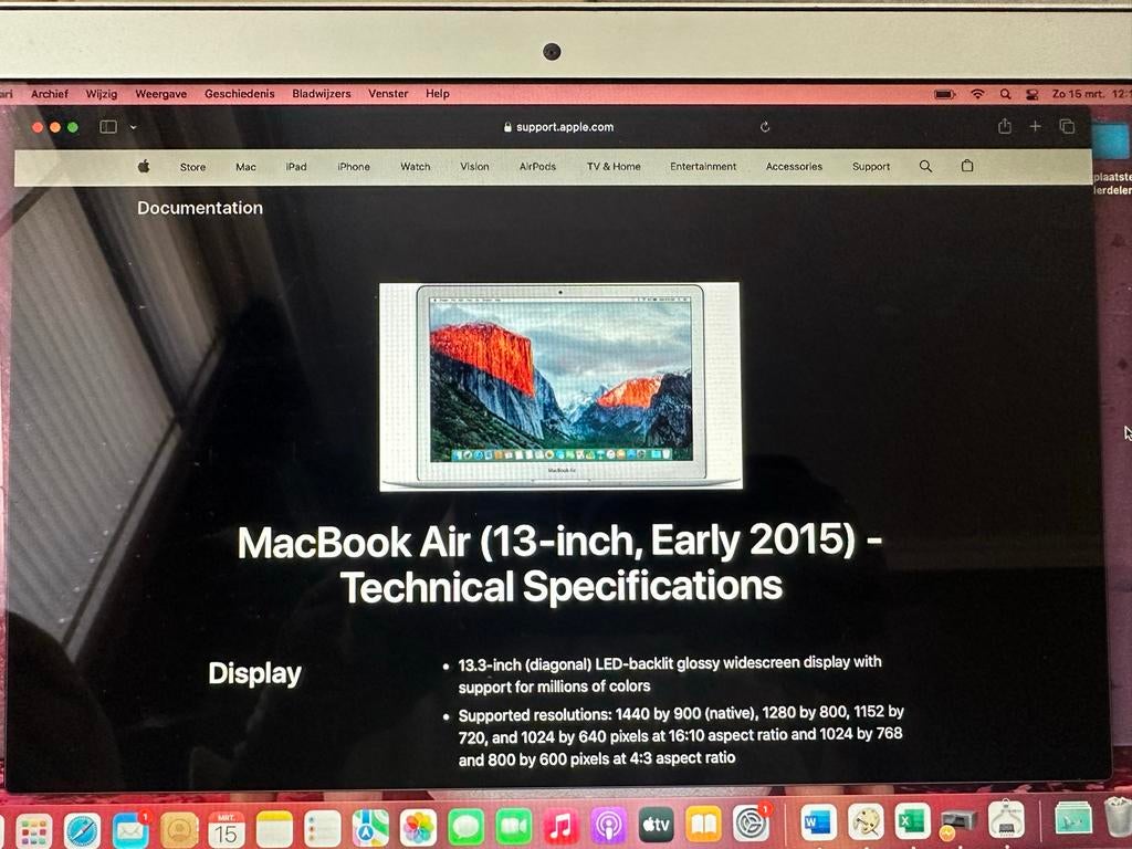 MacBook Air (13-inch, Early 2015) - macOS Monterey, Computers en Software, Apple Macbooks, Ophalen, 256 GB, 2 tot 3 Ghz, Qwerty