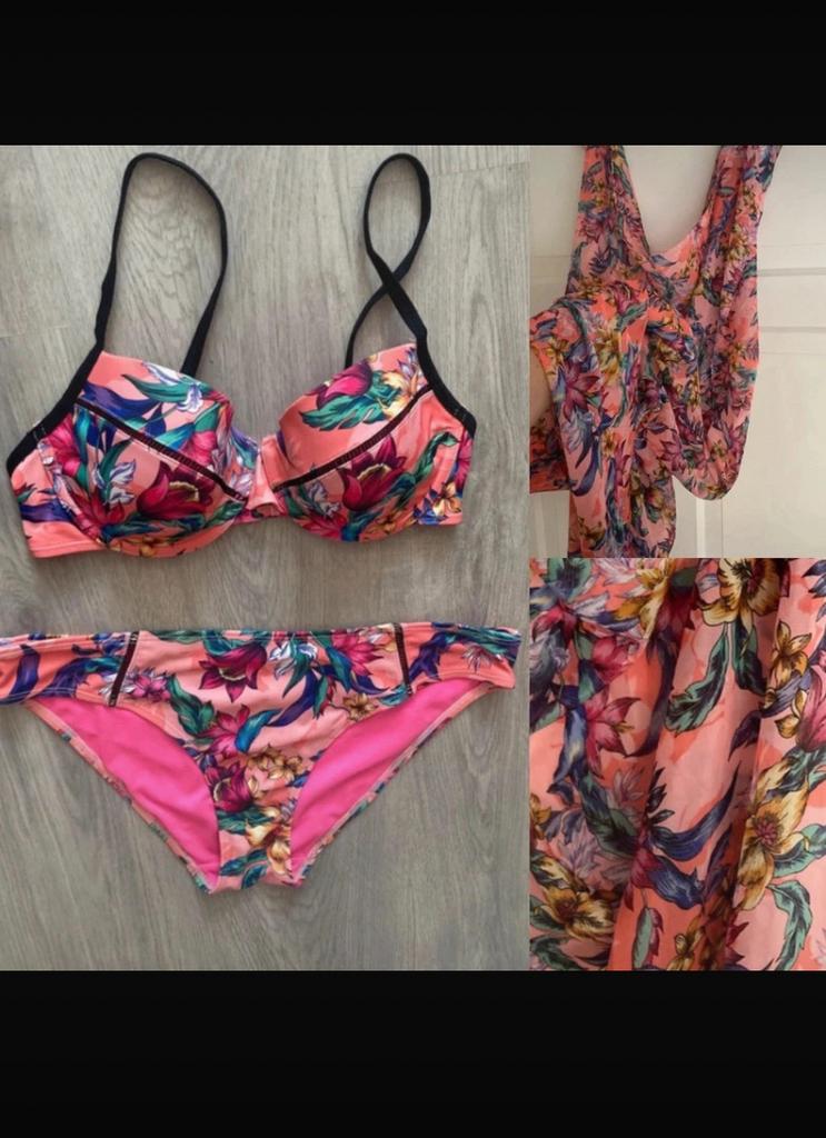 Hunkemuller bikini plus stola, Verzenden, Zo goed als nieuw, Roze, Overige typen