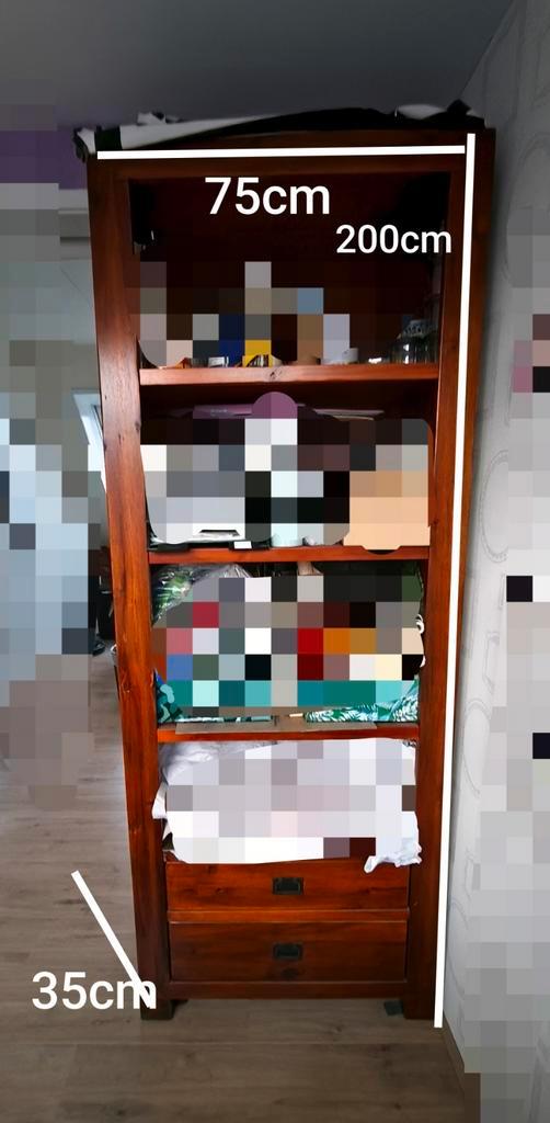 Houten boekenkast met lades - 200x75x35 cm, Huis en Inrichting, Kasten | Boekenkasten, Zo goed als nieuw, 50 tot 100 cm, 150 tot 200 cm