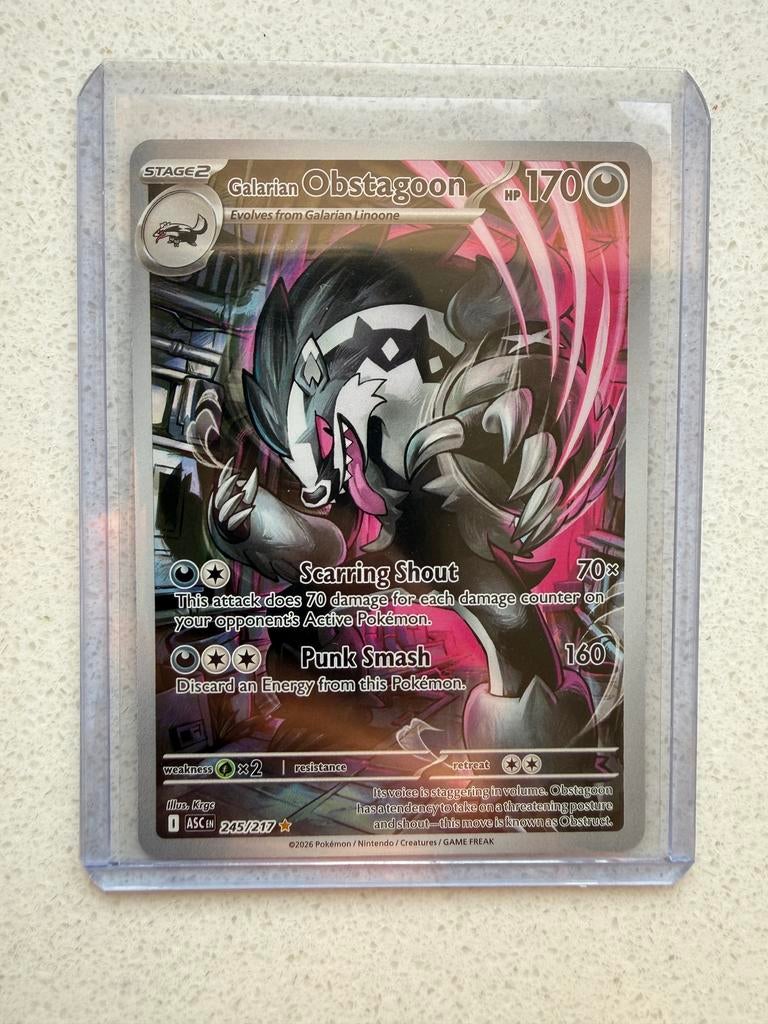 Galarian Obstagoon 245 pokemonkaart, Hobby en Vrije tijd, Verzamelkaartspellen | Pokémon, Ophalen of Verzenden, Zo goed als nieuw
