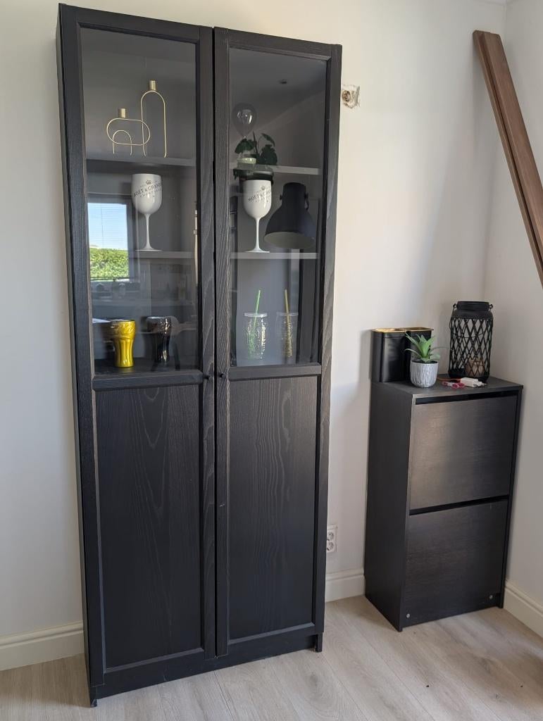 Ikea Billy Oxberg kast Zwart, Huis en Inrichting, Ophalen, 200 cm of meer, 50 tot 100 cm, Zo goed als nieuw