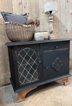 Prachtig oud eiken kastje met glas-in-lood, Ophalen, 50 tot 100 cm, 25 tot 50 cm, Glas