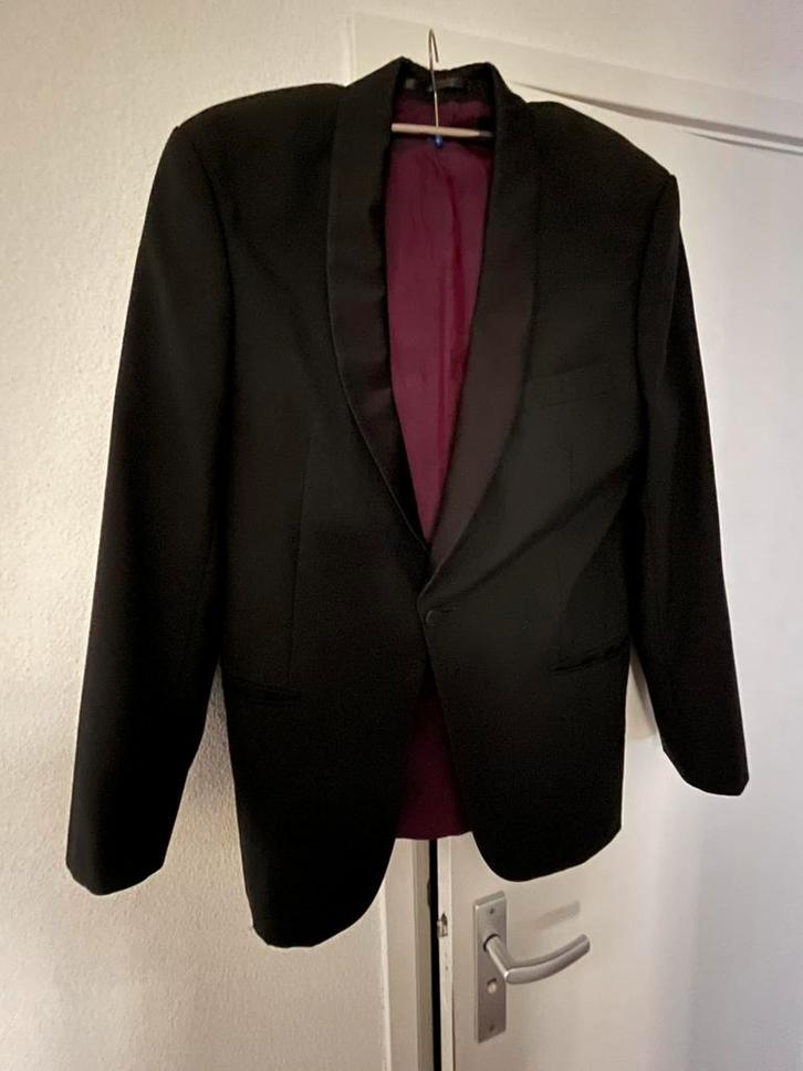 Smoking zwart, Kleding | Heren, Kostuums en Colberts, Gedragen, Maat 52/54 (L), Zwart, Ophalen of Verzenden