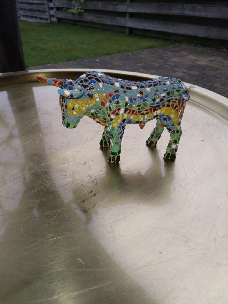 Beeldje van Barcino mozaiek "Stier" 6,5 cm hoog, Verzamelen, Beelden en Beeldjes, Ophalen of Verzenden, Zo goed als nieuw, Dier
