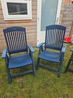 4 verstelbare tuinstoelen met kussens, Ophalen, Gebruikt, Kunststof, Verstelbaar