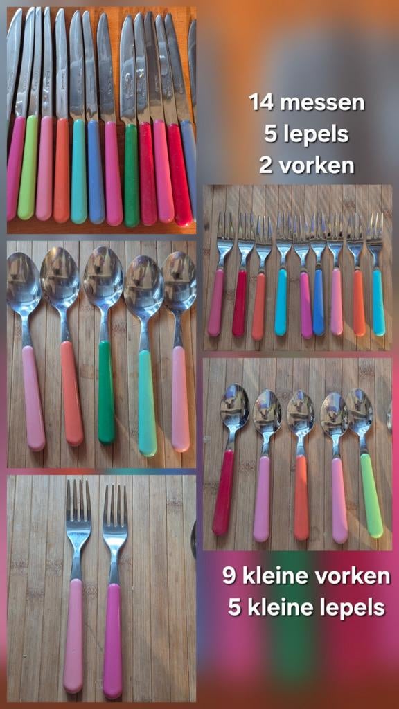 39x Eme brio italy inox bestek diverse items en kleuren, Ophalen of Verzenden, Zo goed als nieuw