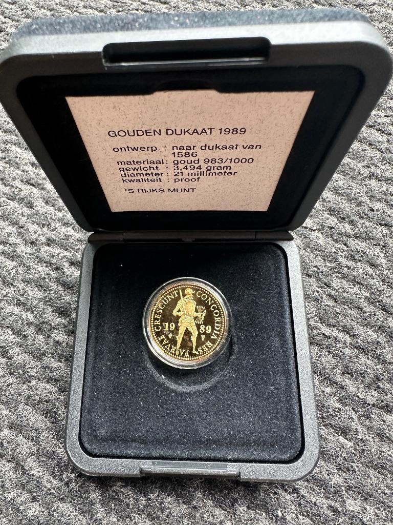 Gouden enkele dukaat 1989., Postzegels en Munten, Ophalen of Verzenden, Koningin Beatrix, Overige waardes, Goud