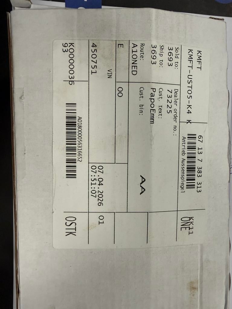 67137383313 motor spiegel bmw, Motoren, Onderdelen | BMW, Nieuw, Ophalen of Verzenden